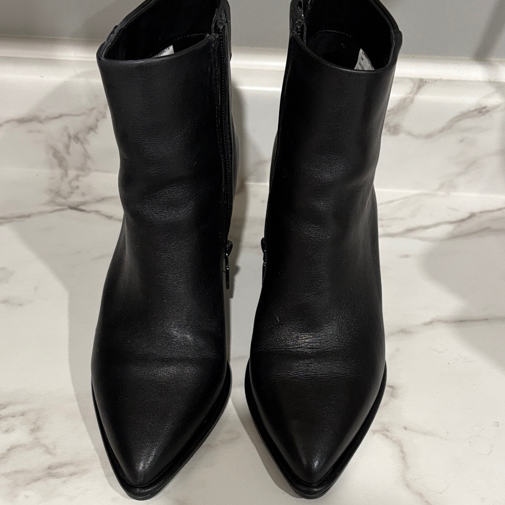 Waterproof Elegant Black Leather Ankle Booties
